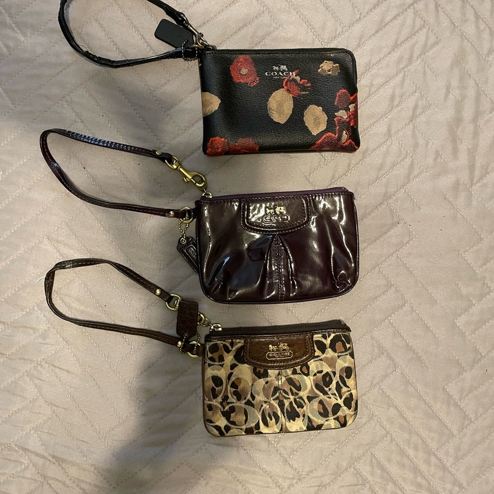 Coach Women's Wristlet Trio - Purple , Black and Tan